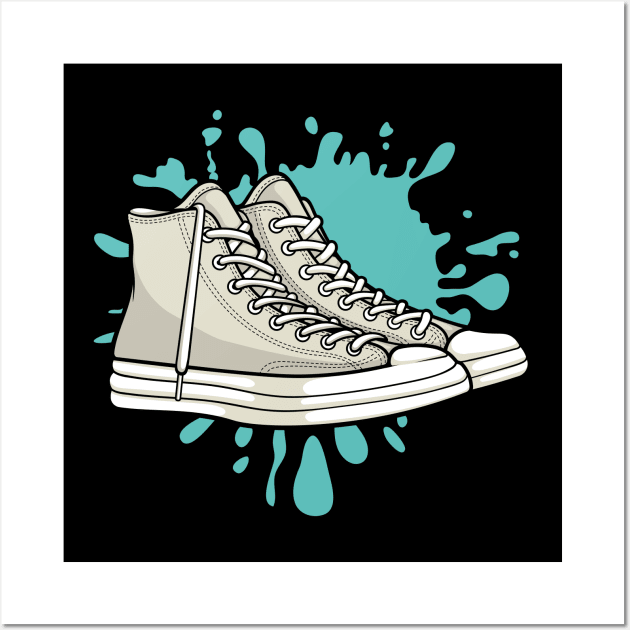 White Skate Sneaker Wall Art by milatees